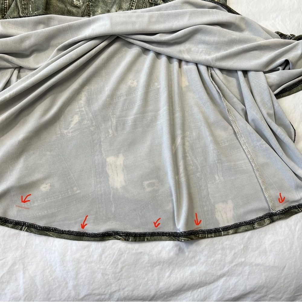 Vintage 90s Cyber Grunge Green Denim Print Tank and Midi Maxi Ruffle Skirt Set - Picture 12 of 14